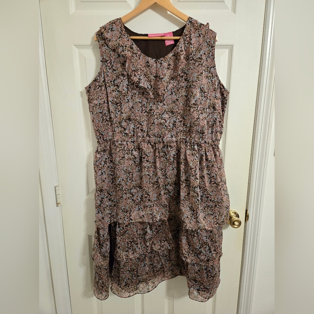 Woman Within Brown And Pink Floral Sleeveless Dress Size 20W